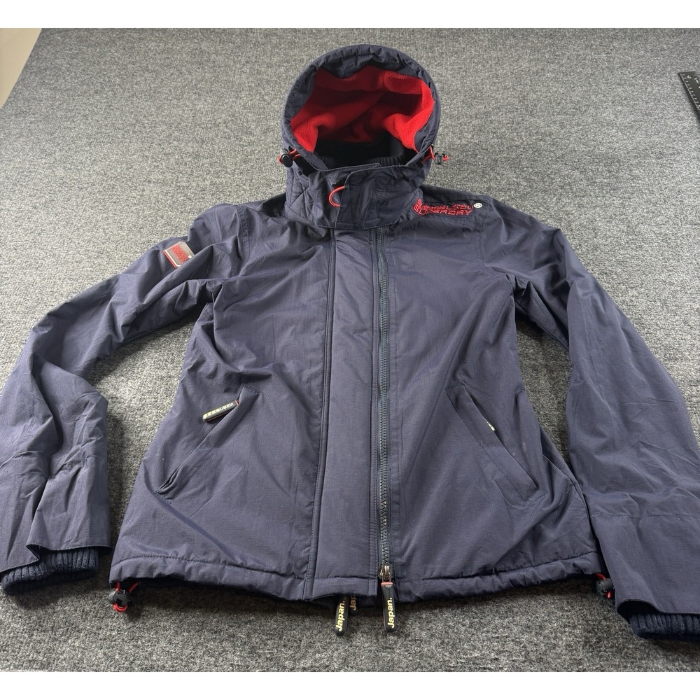 Superdry Men's S Navy The Windcheater Coat Jacket Red Lining Japan EUC
